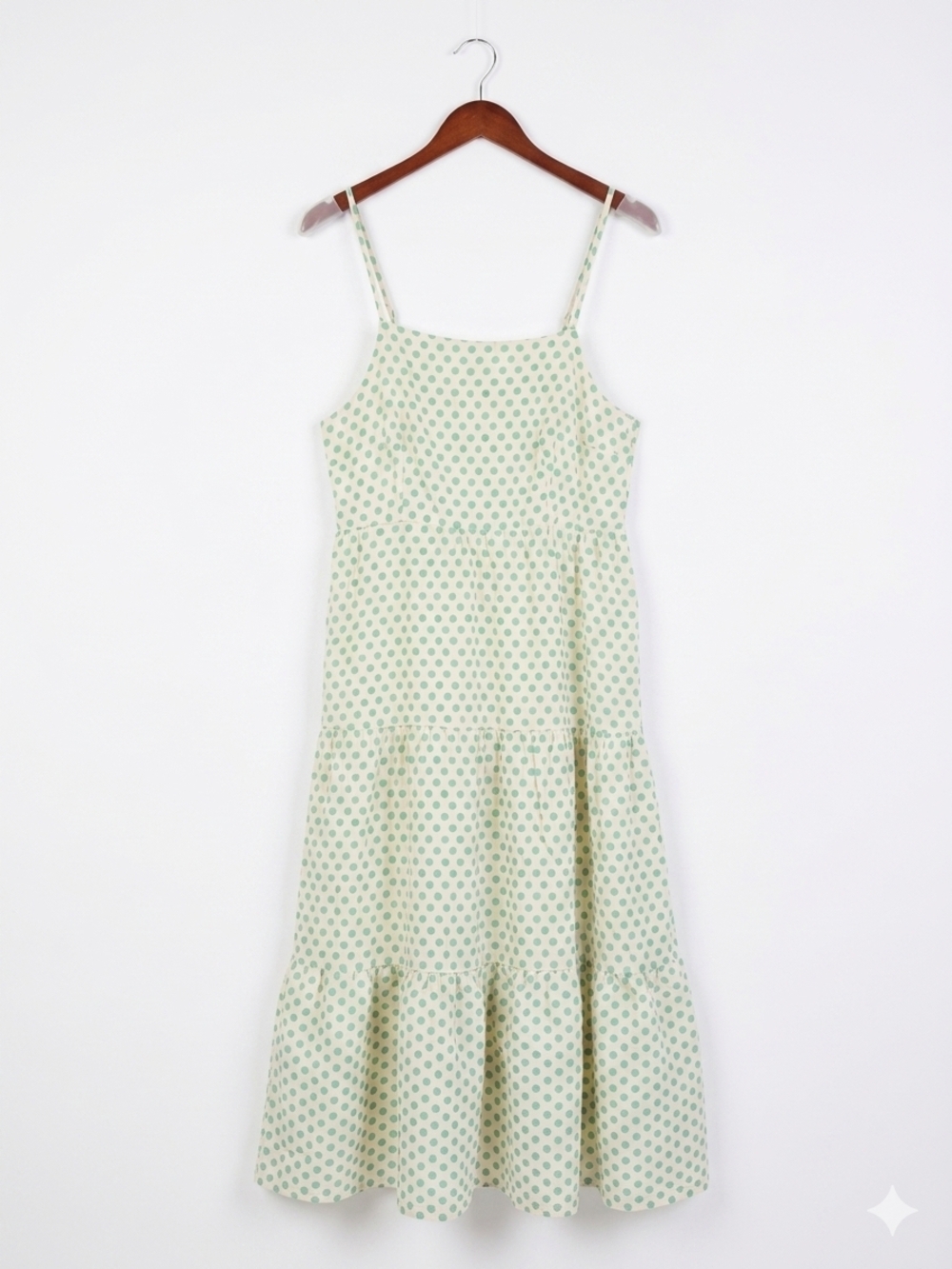 Dizzy Lizzy Green Polka Dot Tiered Maxi Dress Smocked Bodice Boho Summer Size 2X